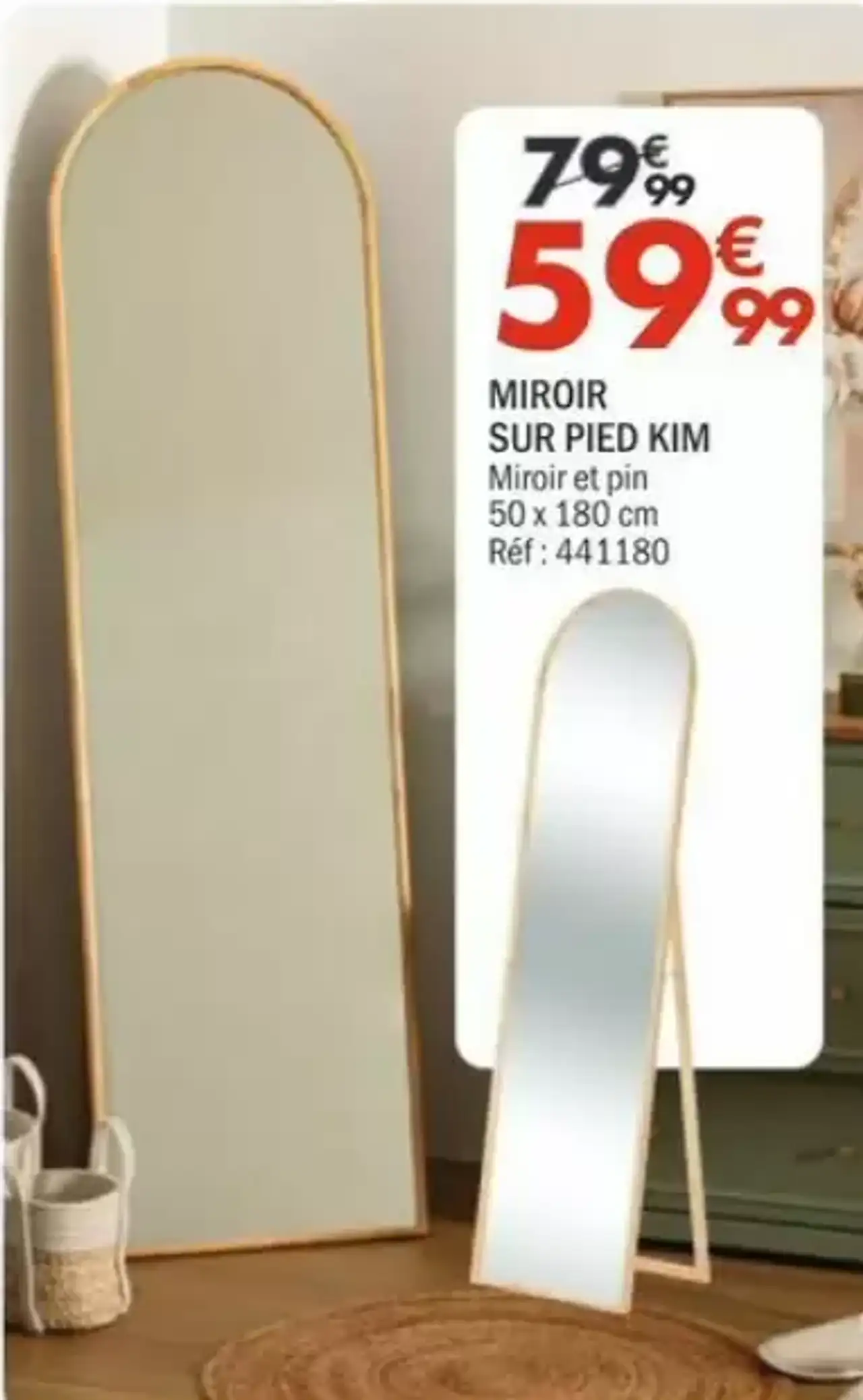 Miroir sur pied Kim