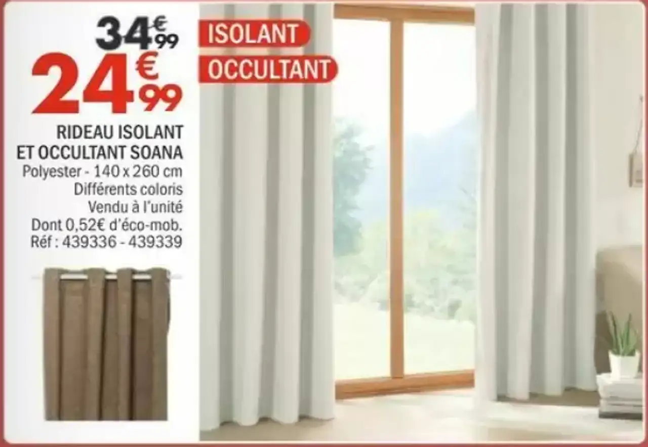 Rideau isolant et occultant Soana