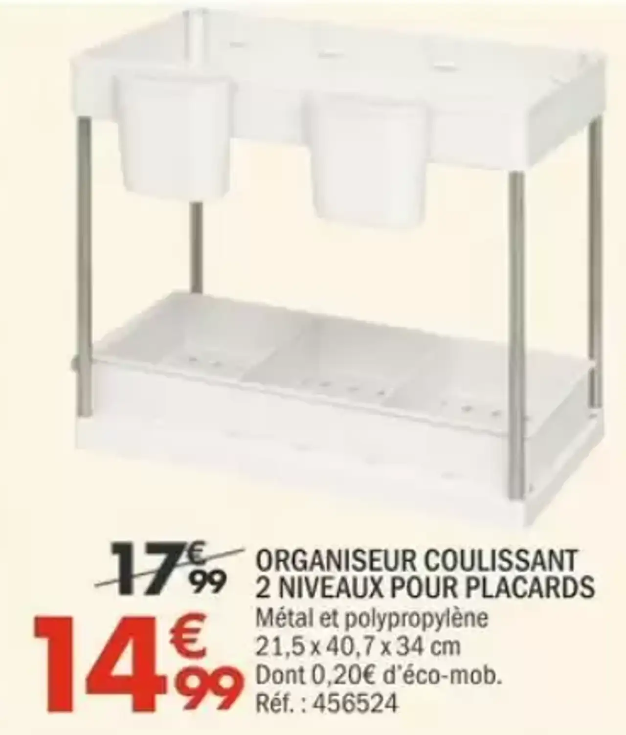 Organiseur Coulissant 2 Niveaux pour Placards