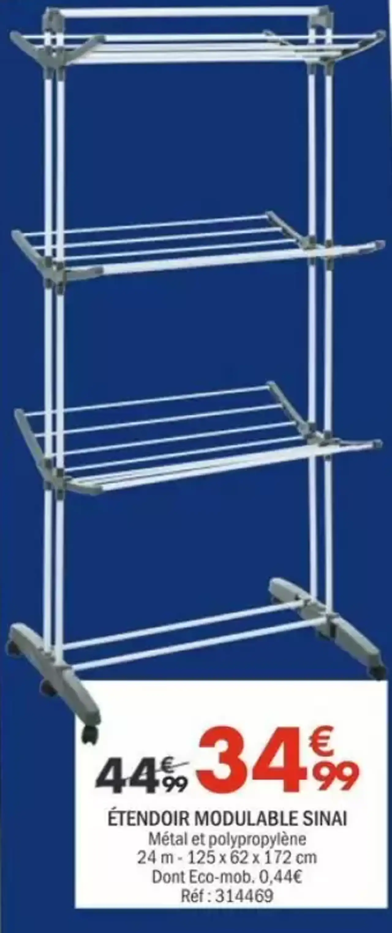 ÉTENDOIR MODULABLE SINAÏ Métal et polypropylène 24 m 125 x 62 x 172 cm