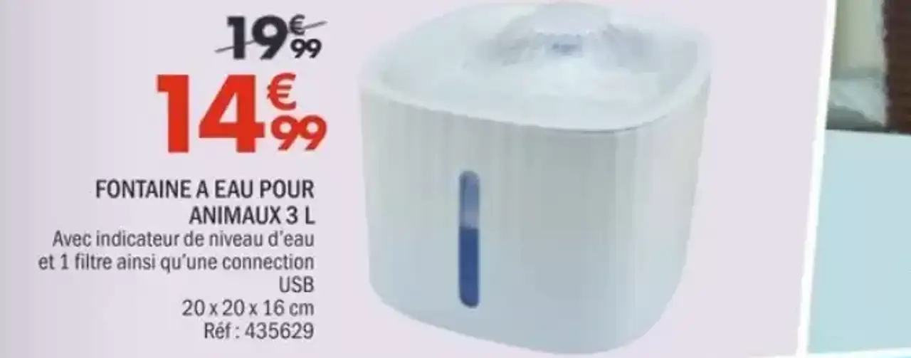 Fontaine à eau pour animaux 3 L