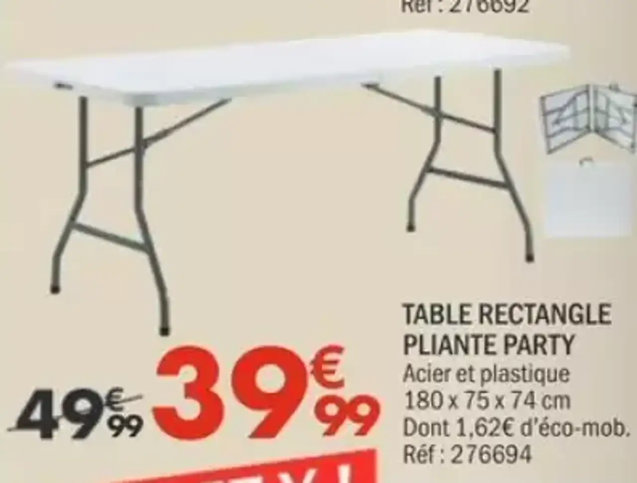 Table rectangle pliante party