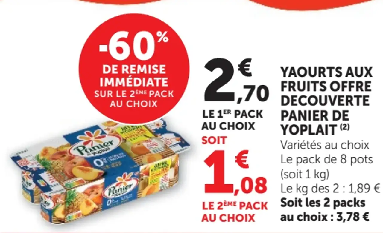 Yaourts aux fruits offre découverte Panier de Yoplait