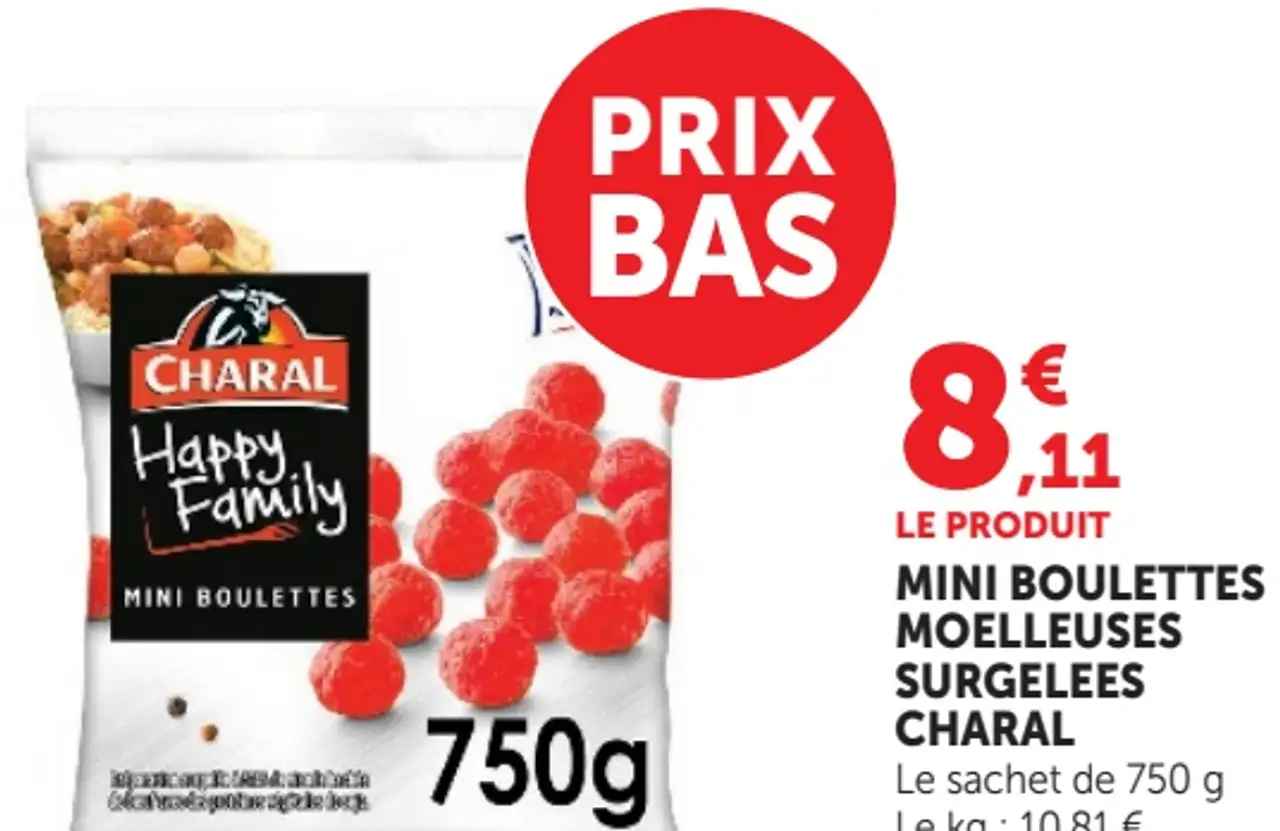 Charal Happy Family Mini Boulettes Moelleuses Surgelées