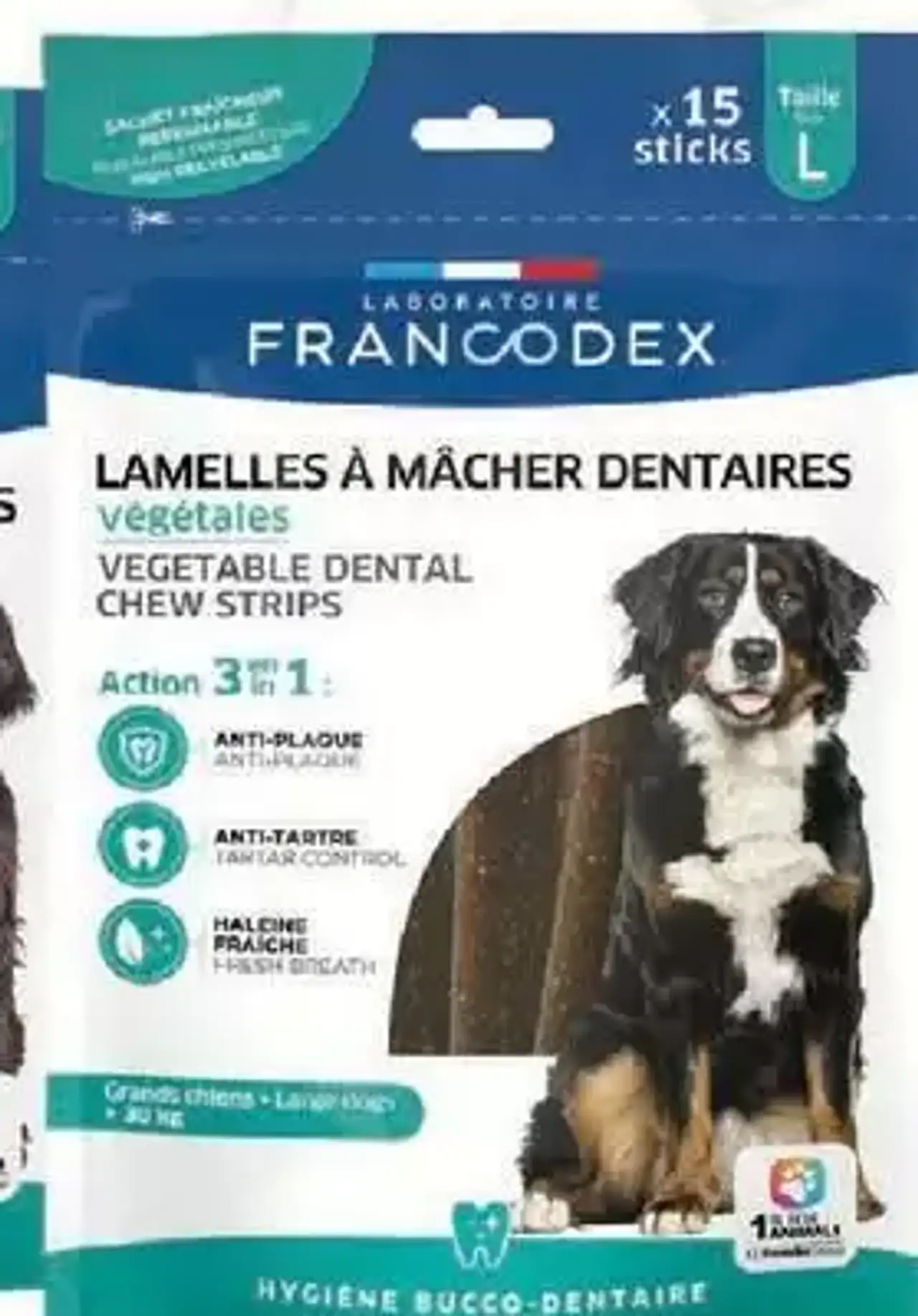 Lamelles à mâcher dentaires végétales Laboratoire Francodex Taille L