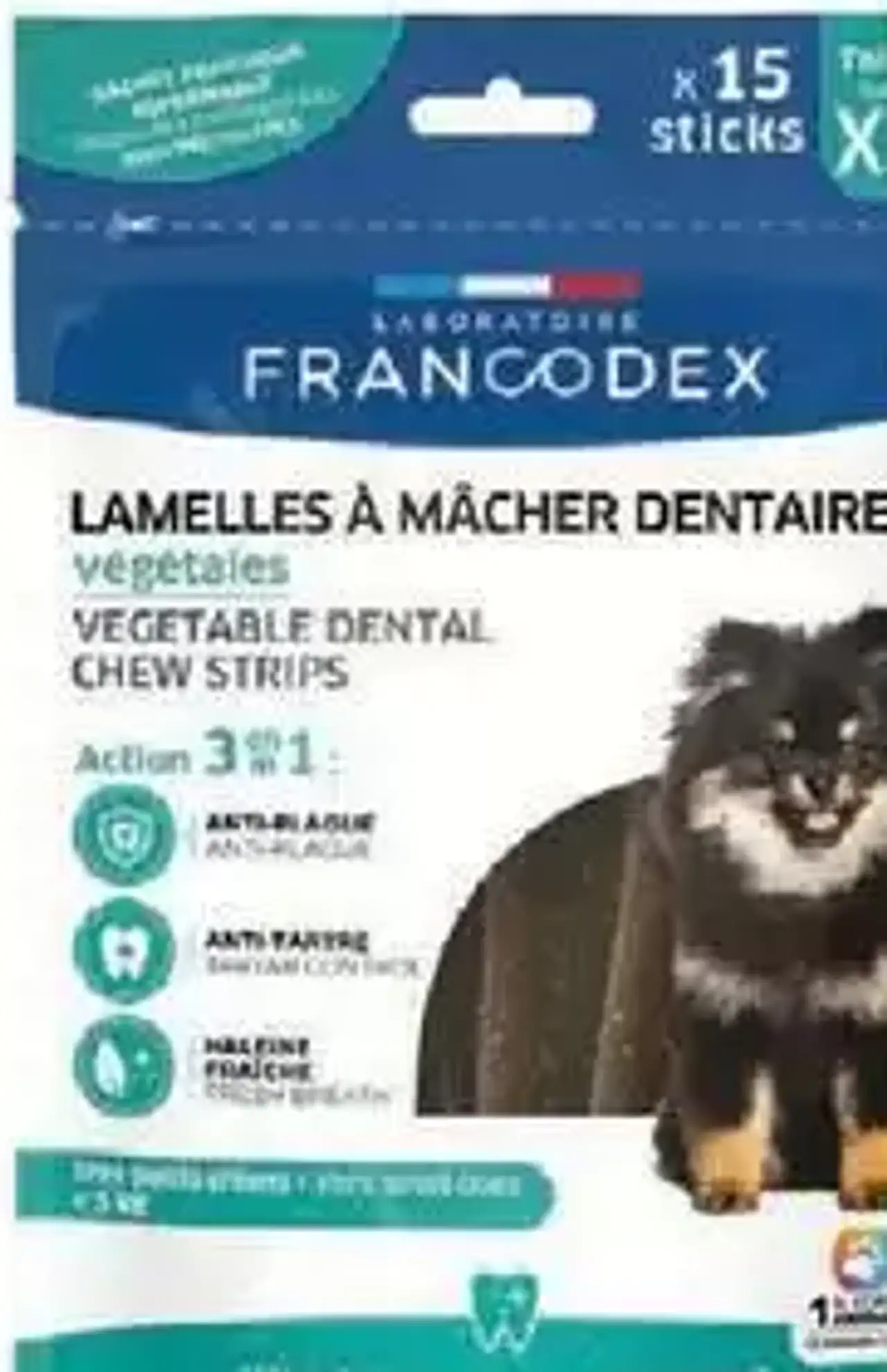 Lamelles à mâcher dentaires végétales Laboratoire Francodex Taille XS