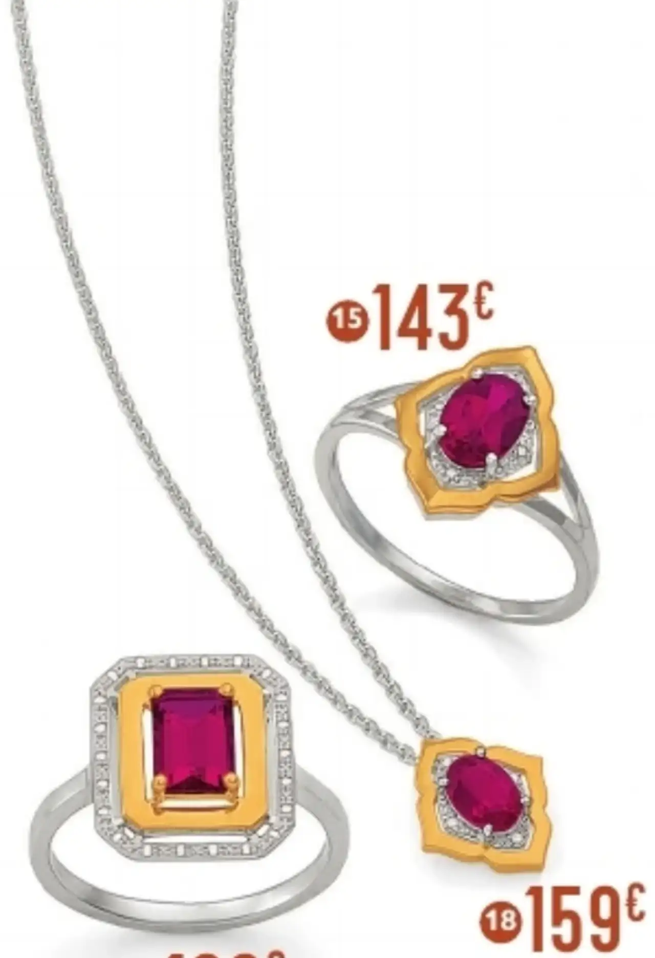 Collier rhodolite et oxydes de zirconium Le Manège à Bijoux, 42 cm, or jaune et argent rhodié dont 0,54 g d'or