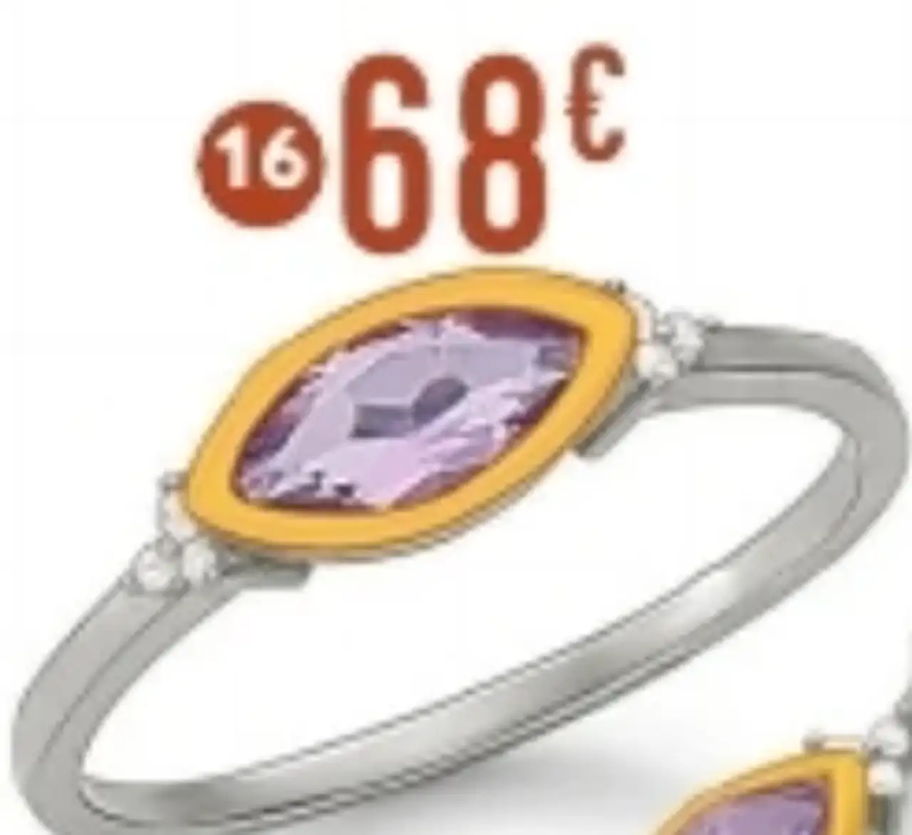 Bague améthyste et oxydes de zirconium Le Manège à Bijoux, taille 54, or jaune et argent rhodié dont 0,13 g d'or