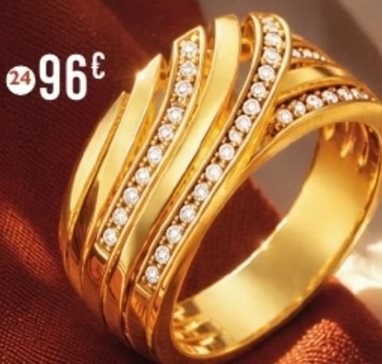 Bague en plaqué or, doré à l'or fin et oxydes de zirconium Le Manège à Bijoux