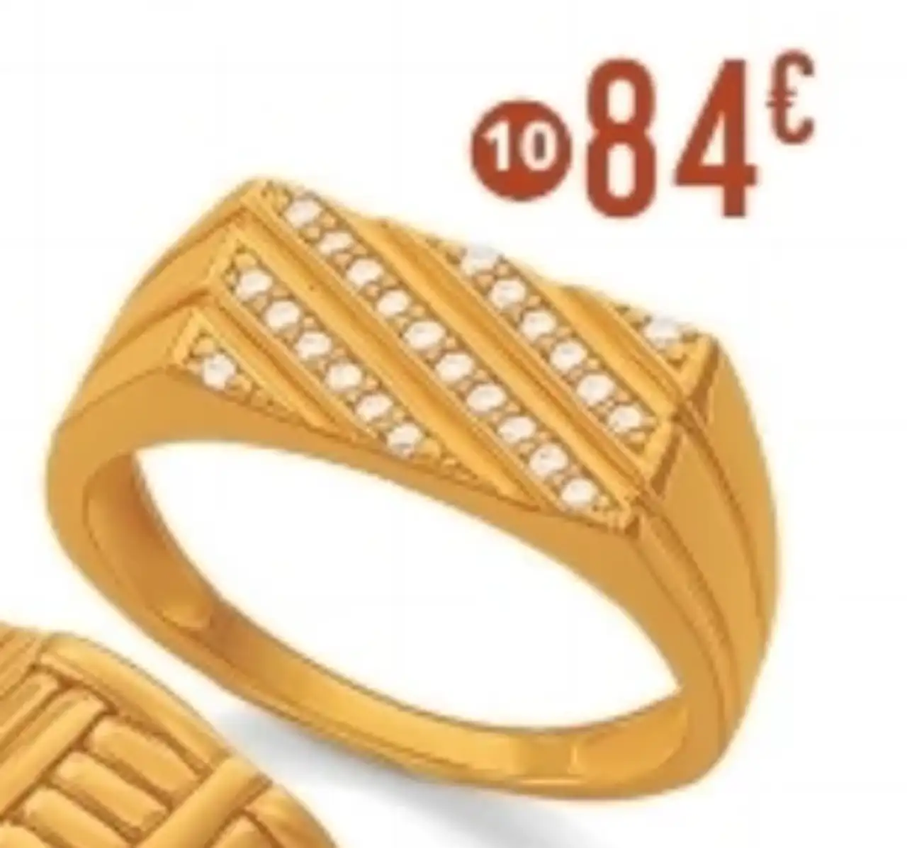 Bague en plaqué or, doré à l'or fin et oxydes de zirconium PO, taille 54