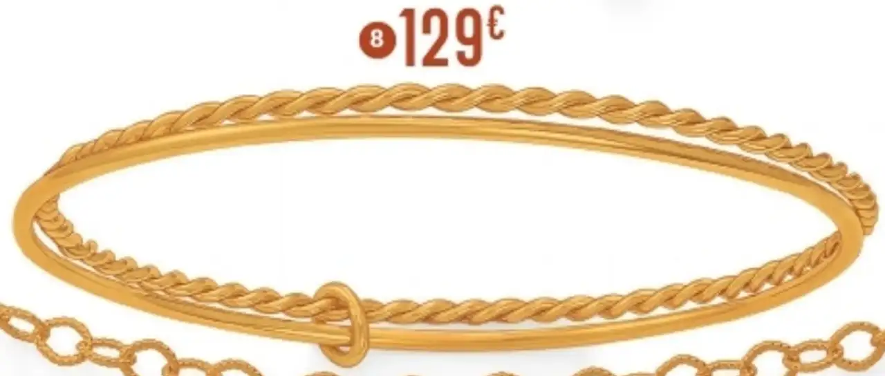 Bracelet joncs en plaqué or, doré à l'or fin PO, diamètre 63 mm