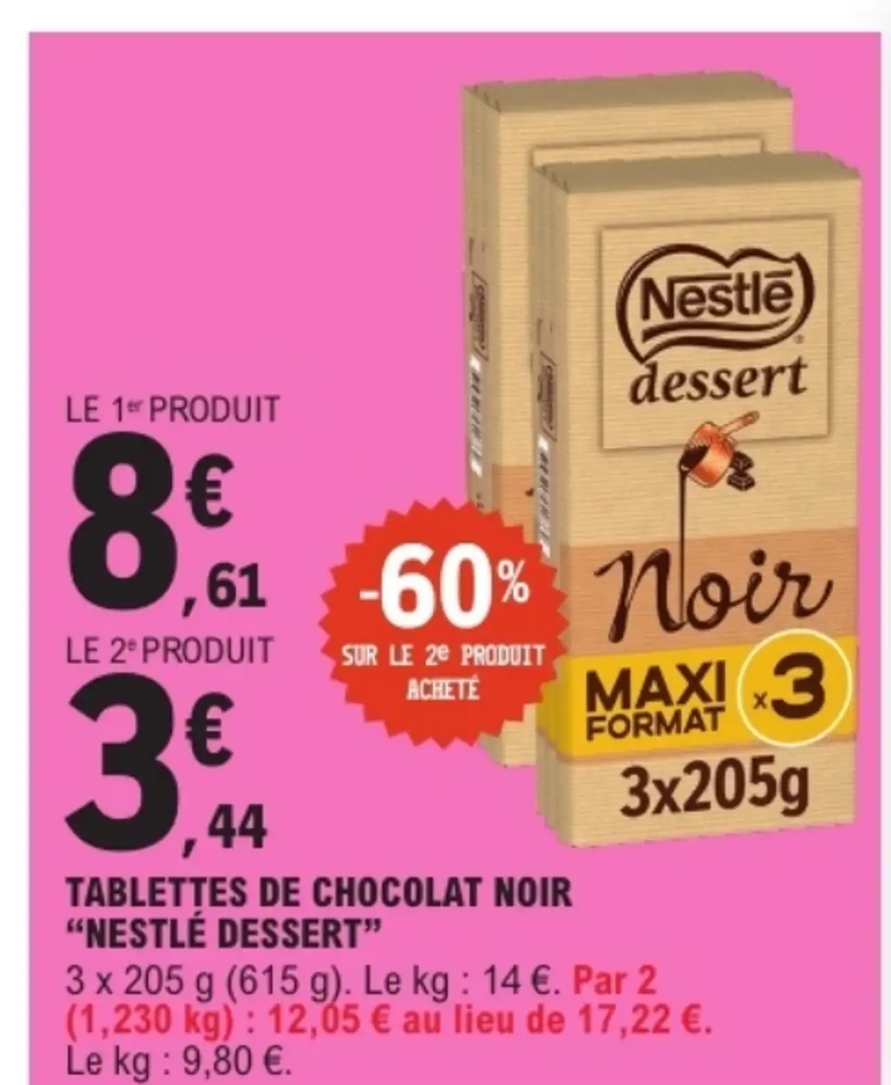 Tablettes de chocolat noir Nestlé Dessert