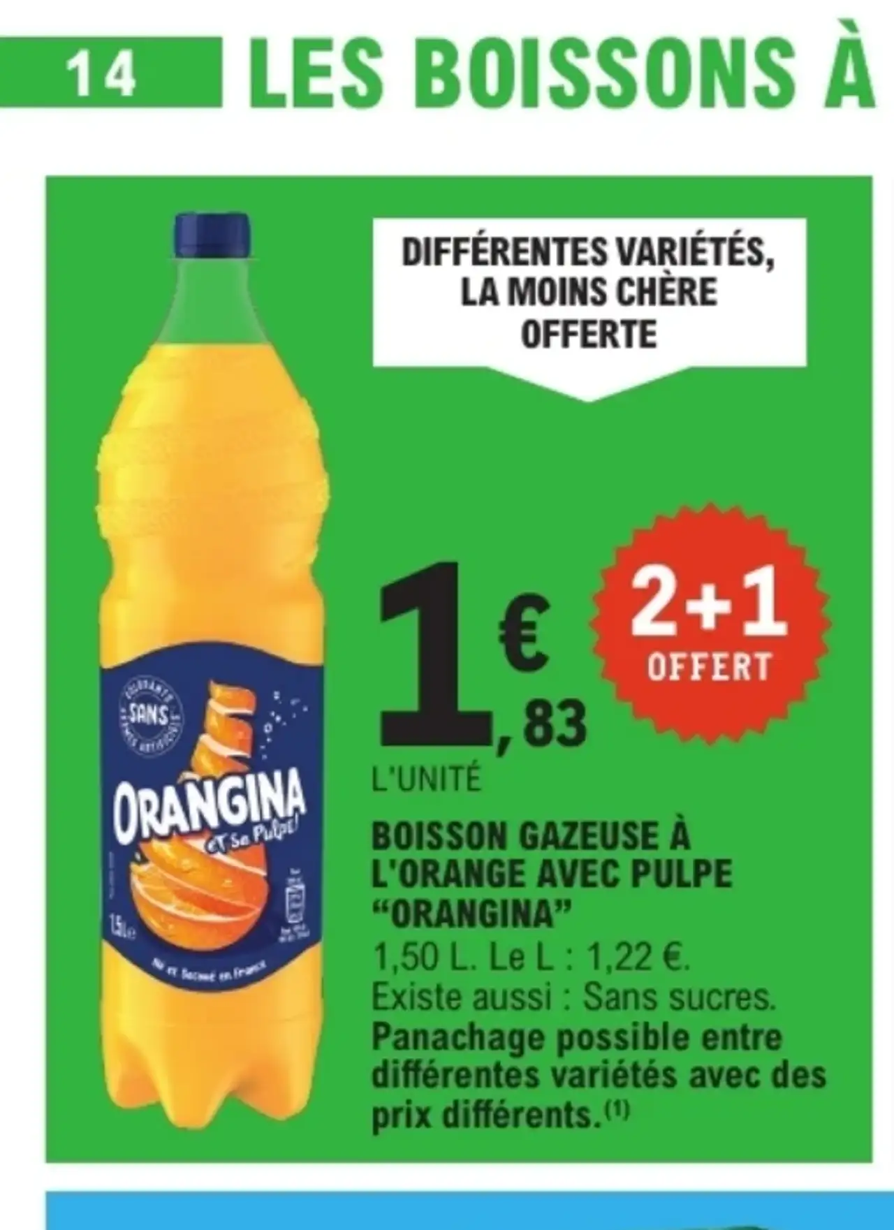 Boisson gazeuse à l'orange avec pulpe "Orangina"