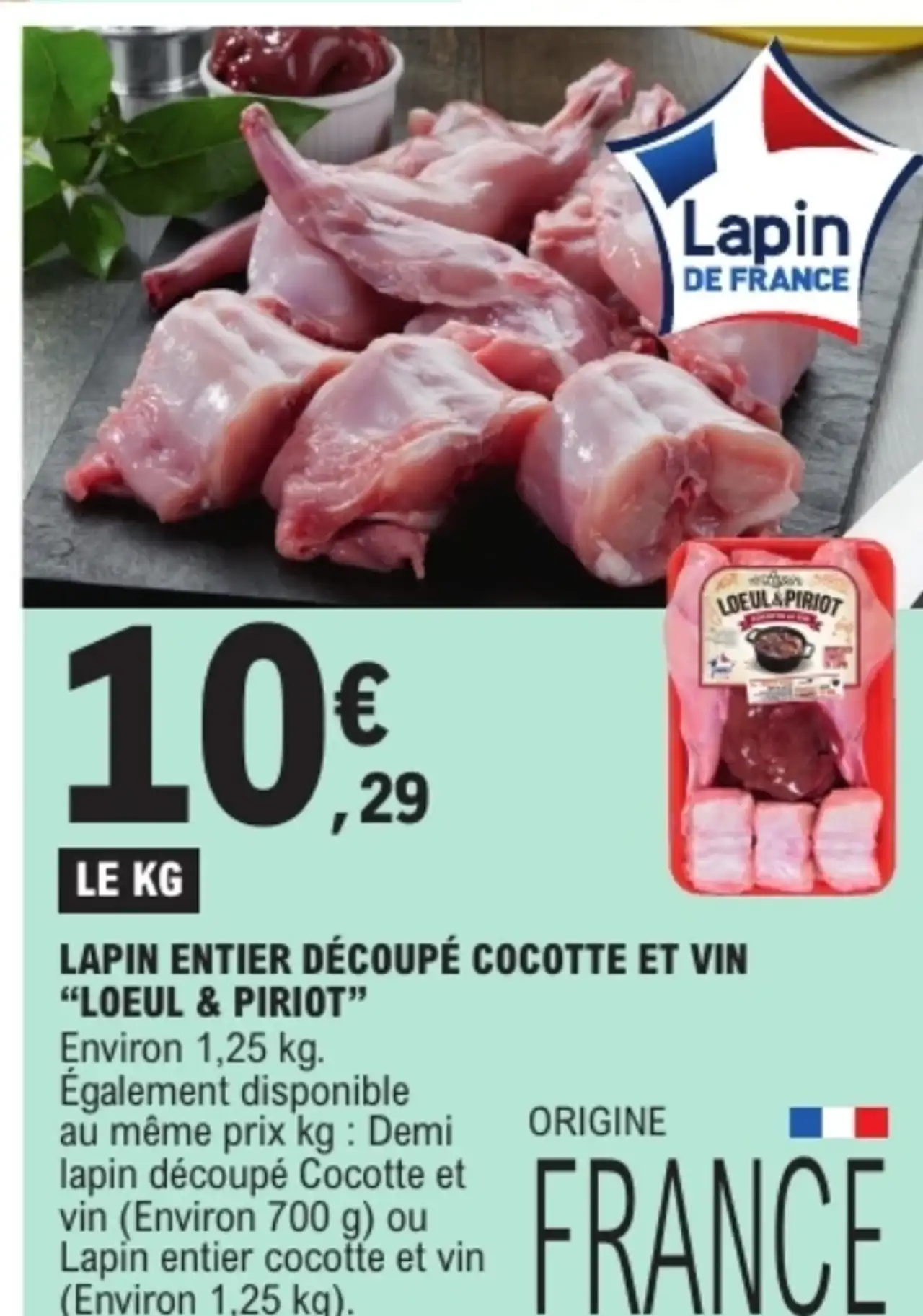 Lapin entier découpé cocotte et vin Loeul & Piriot
