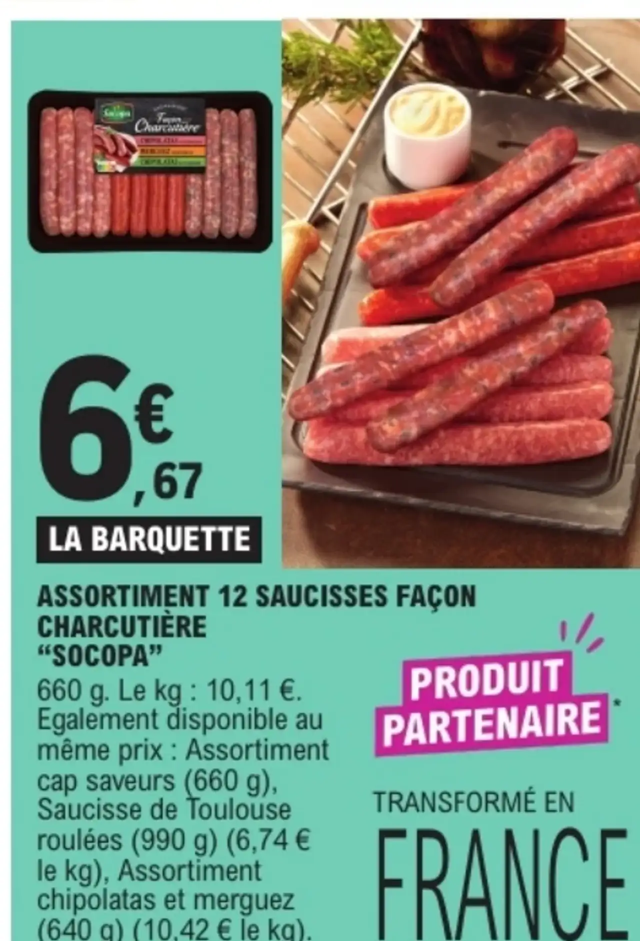 Assortiment 12 saucisses façon charcutière Socopa