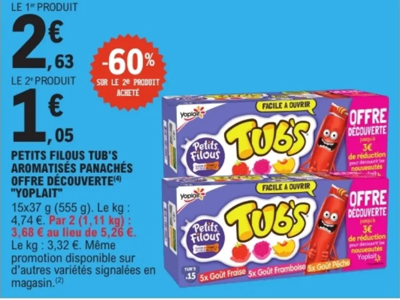 Petits Filous Tub's Aromatisés Panachés Offre Découverte Yoplait