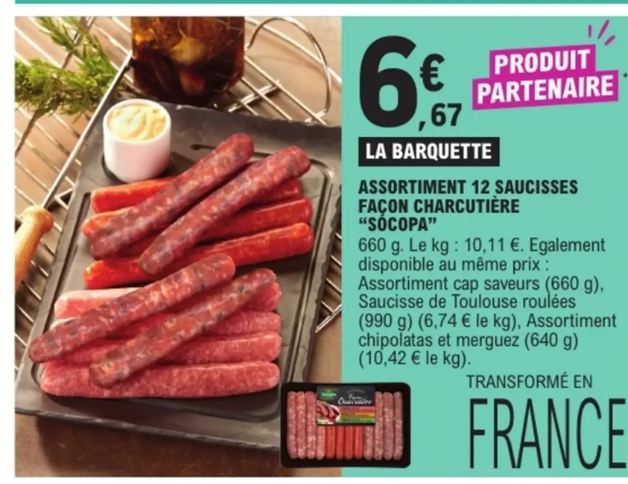 ASSORTIMENT 12 SAUCISSES FAÇON CHARCUTIÈRE "SOCOPA"