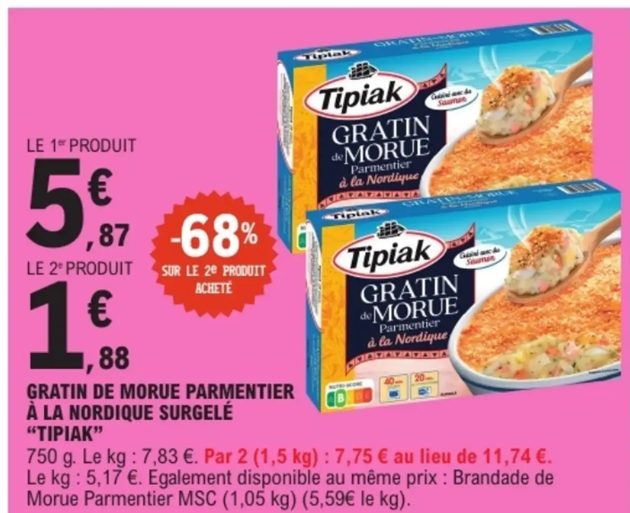 Gratin de morue Parmentier à la Nordique surgelé "Tipiak"
