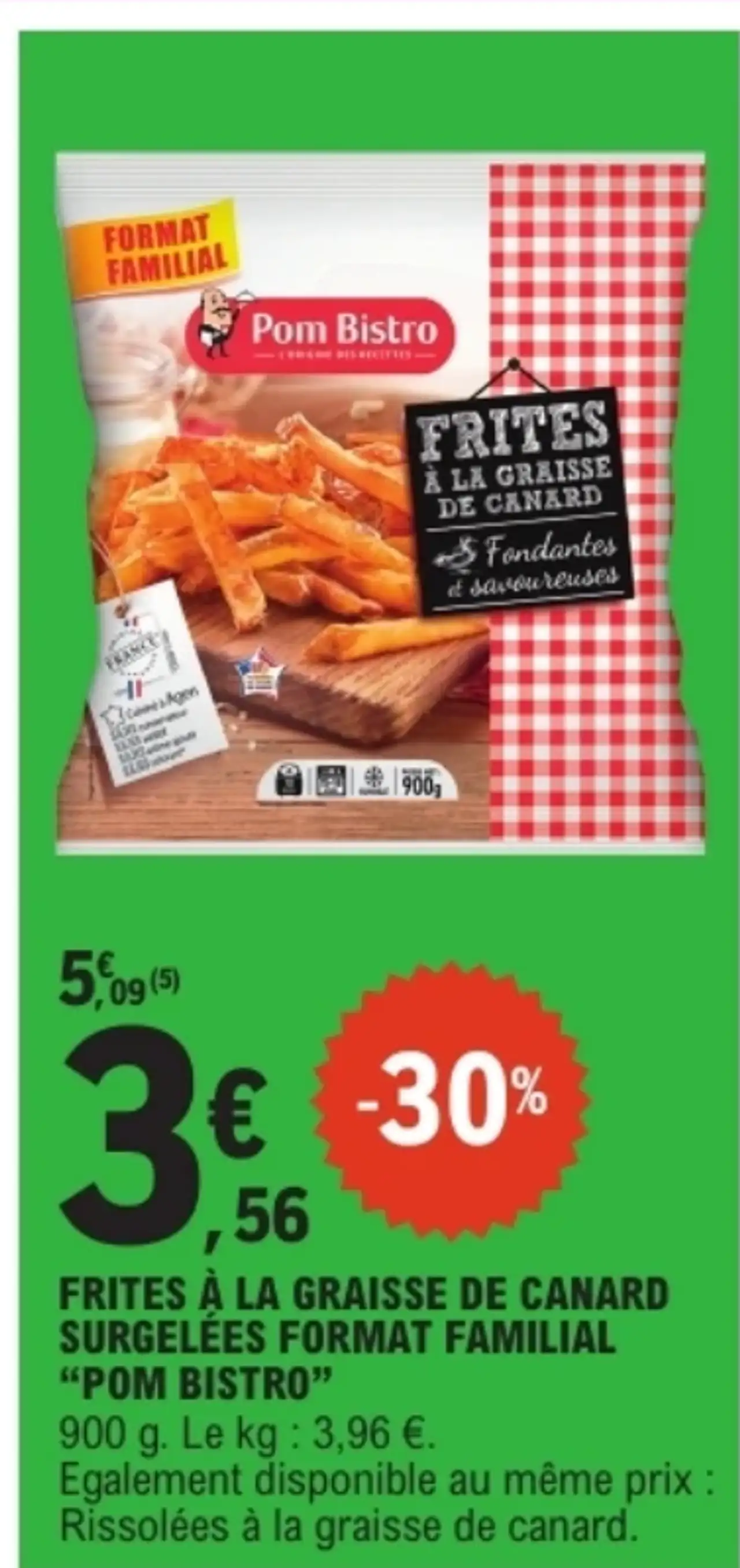 Frites à la graisse de canard surgelées format familial Pom Bistro