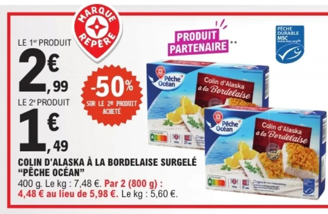 Colin d'Alaska à la Bordelaise Surgelé Pêche Océan