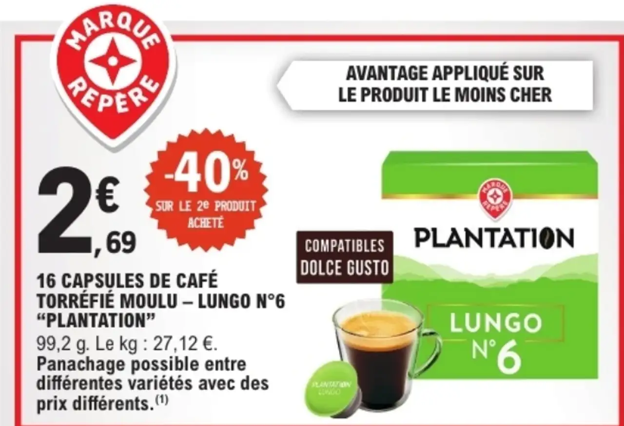 16 CAPSULES DE CAFÉ TORRÉFIÉ MOULU - LUNGO N°6 "PLANTATION"