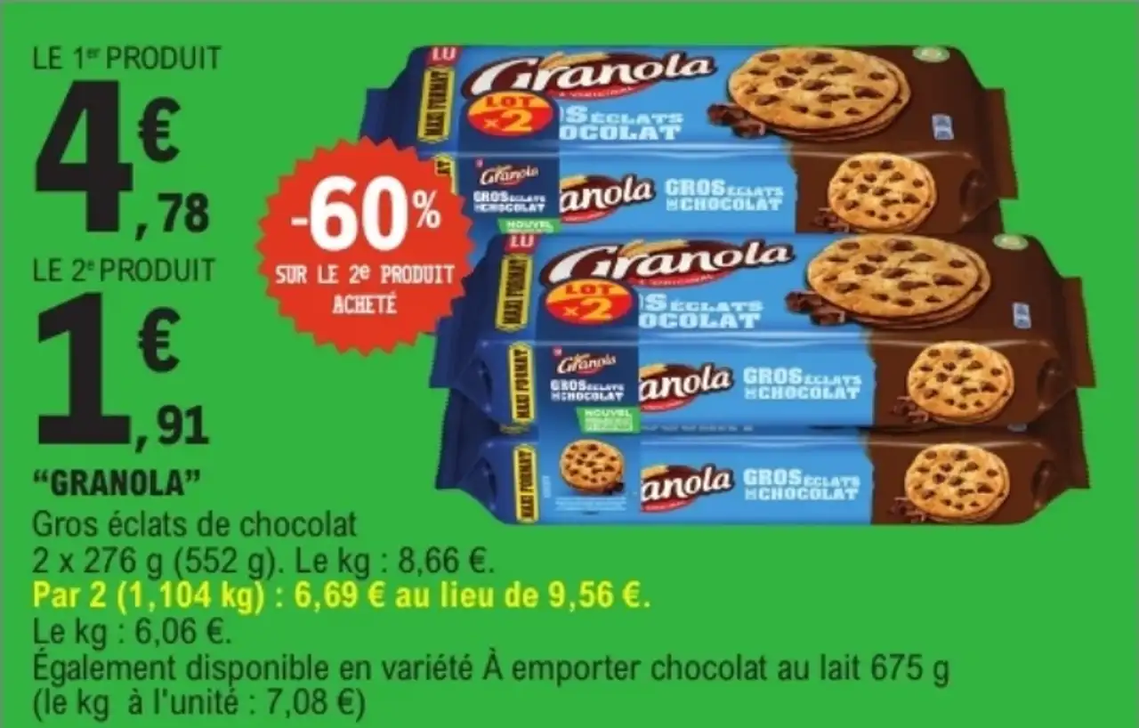 Biscuits "Granola" Gros éclats de chocolat