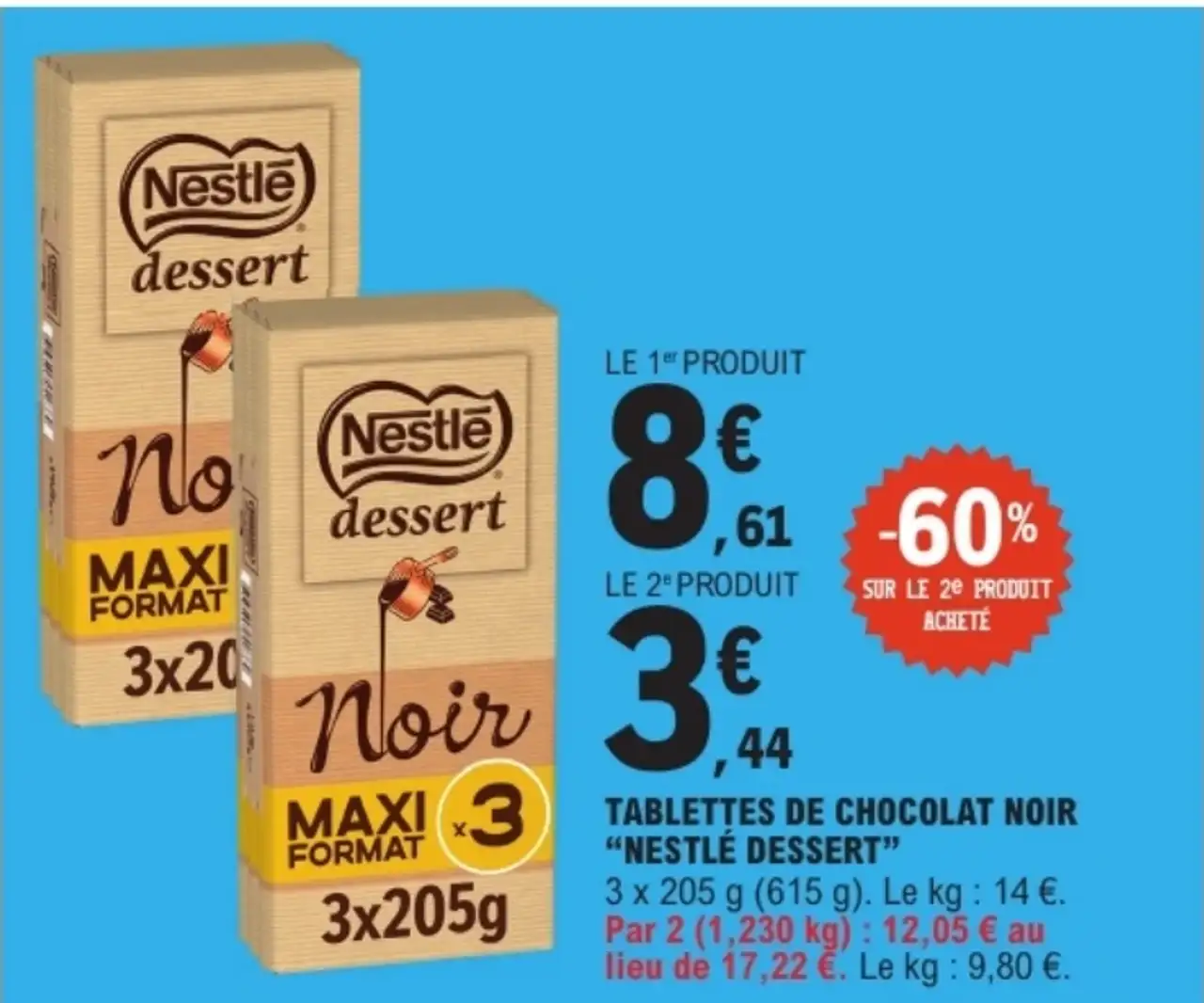 Tablettes de chocolat noir "Nestlé Dessert"