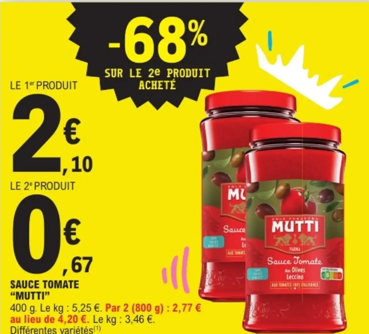 Sauce tomate "Mutti" (Aux Olives Leccino...)