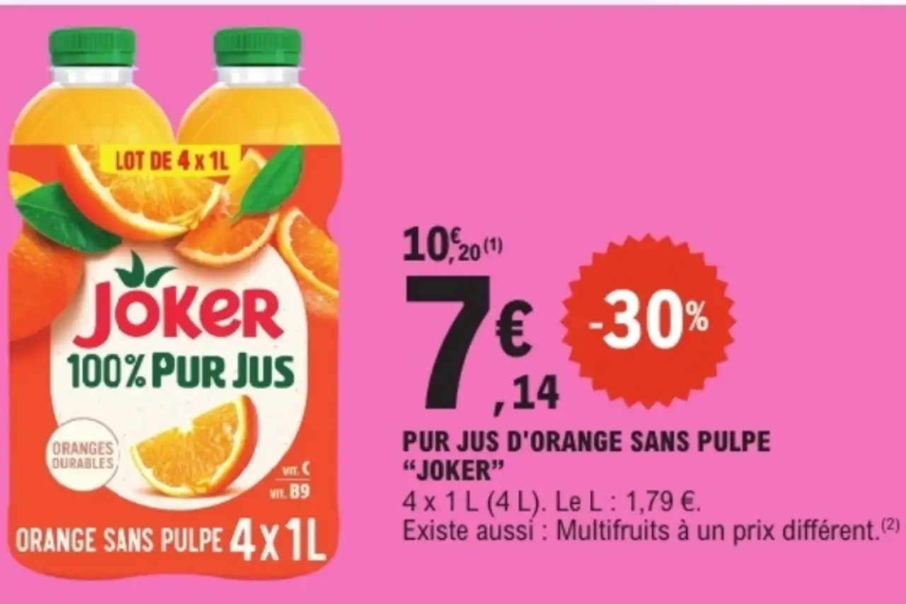 Pur jus d'orange sans pulpe Joker