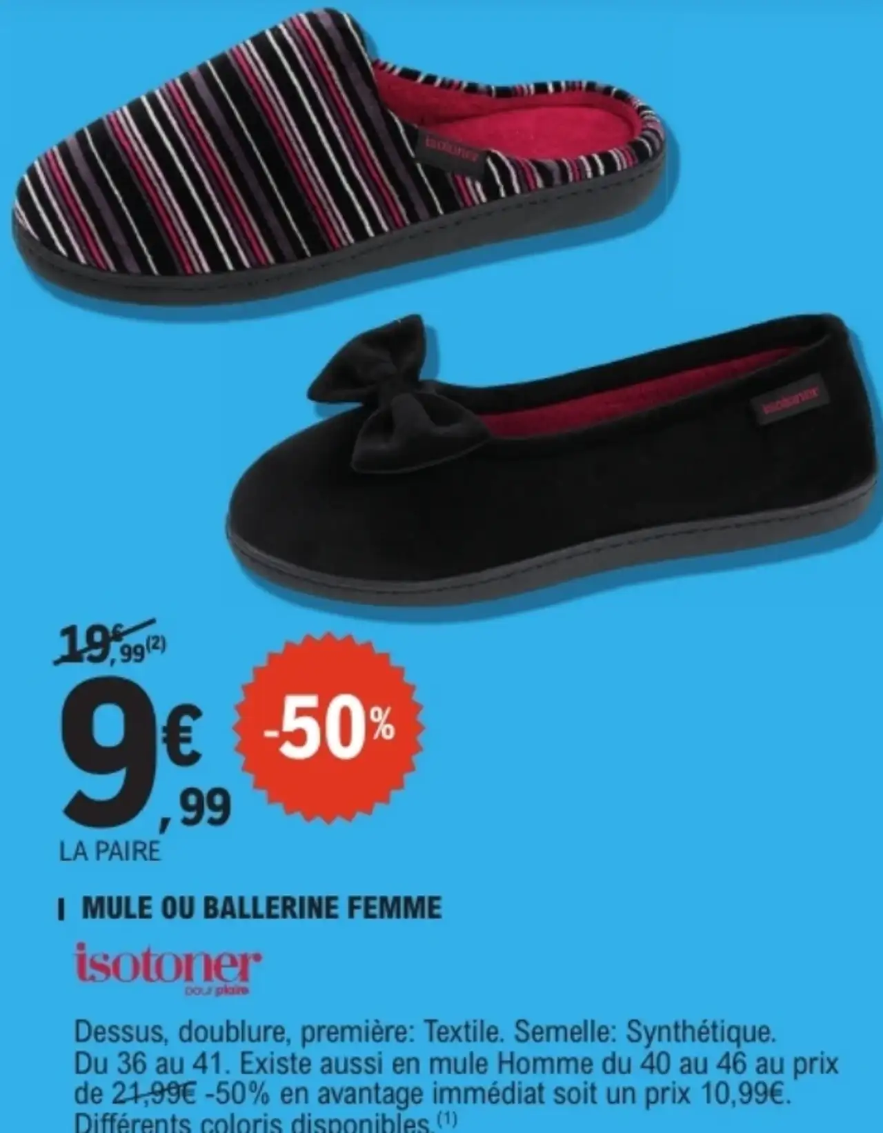 Mule ou ballerine femme Isotoner