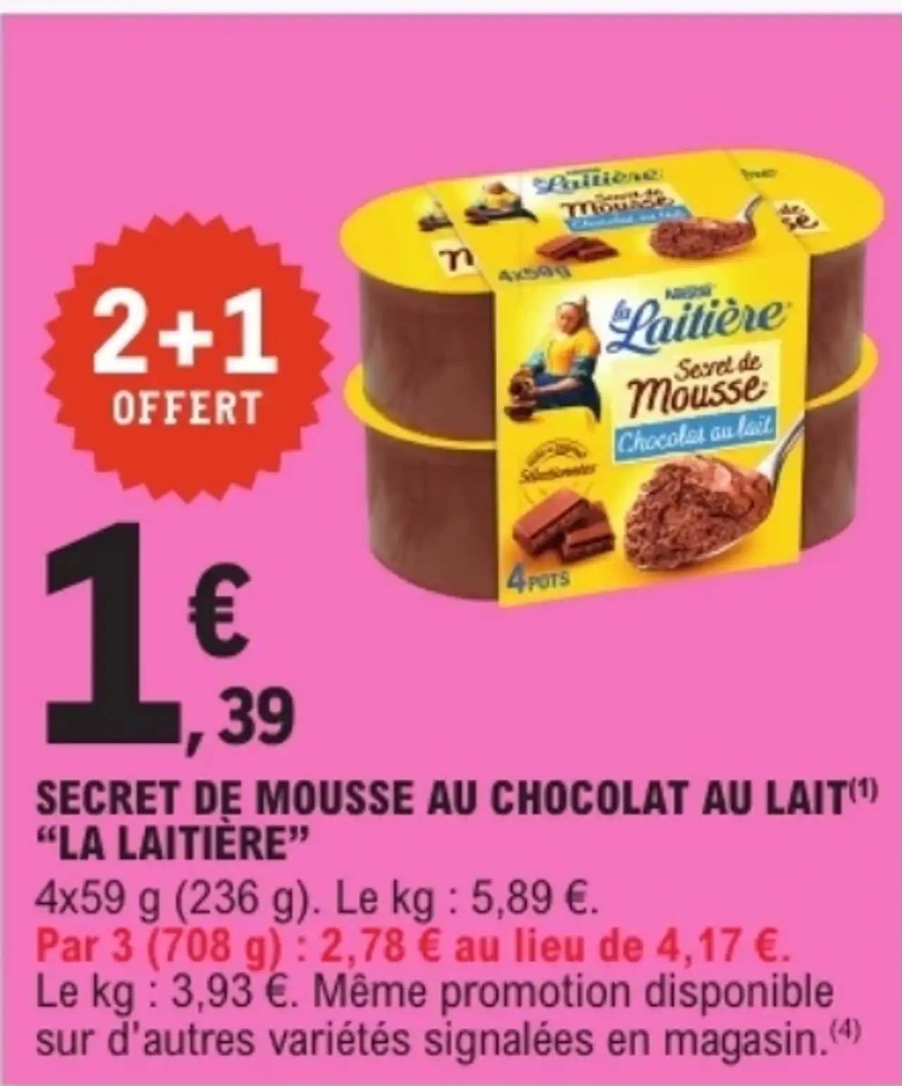 Secret de Mousse au Chocolat au Lait La Laitière
