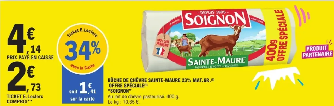 Bûche de chèvre Sainte-Maure 23% Mat. Gr. Soignon