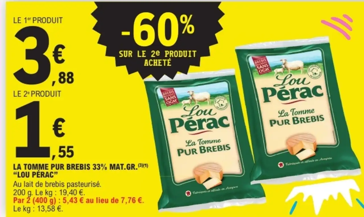 LA TOMME PUR BREBIS 33% MAT.GR. LOU PÉRAC