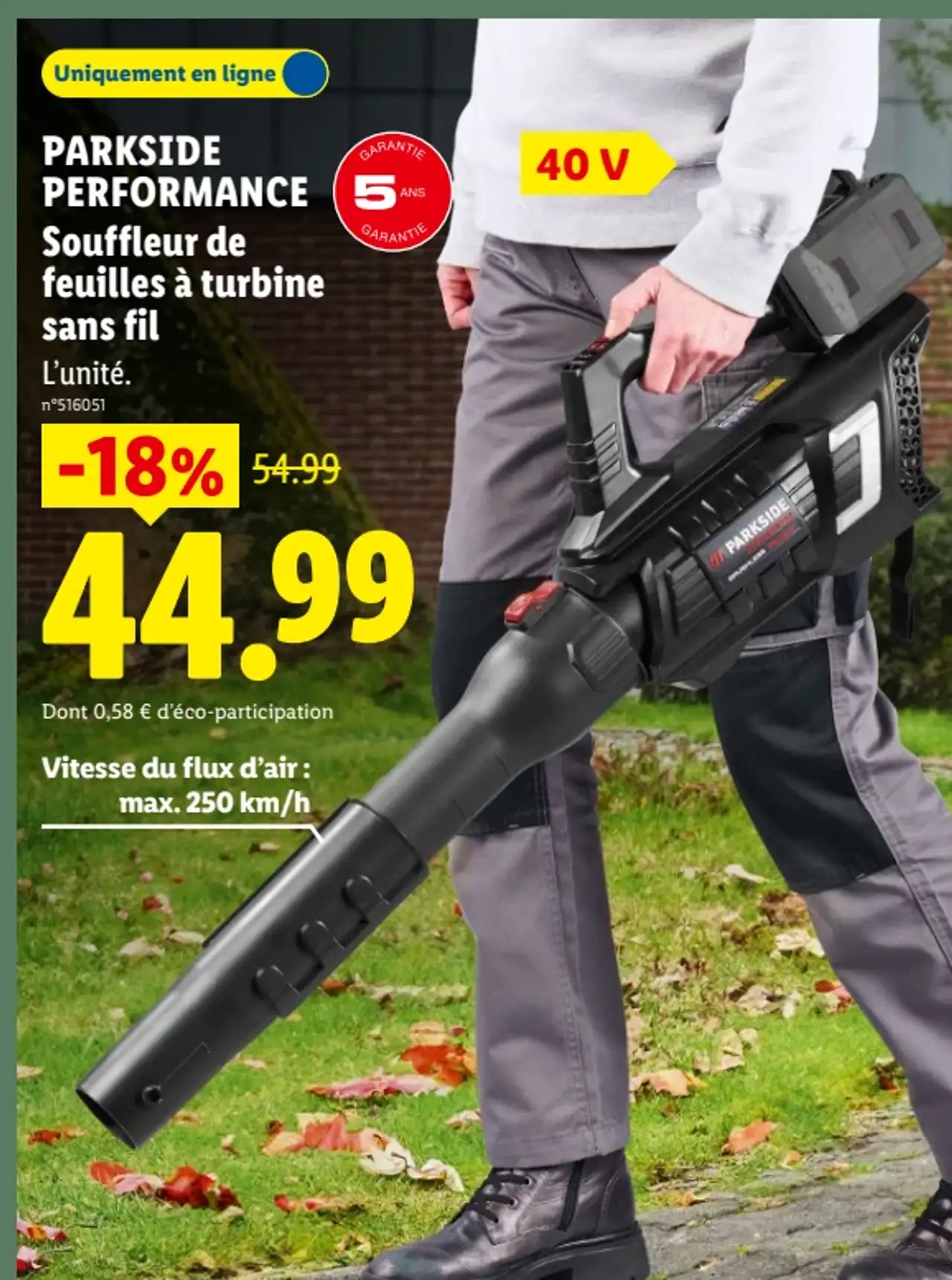 PARKSIDE PERFORMANCE Souffleur de feuilles à turbine sans fil