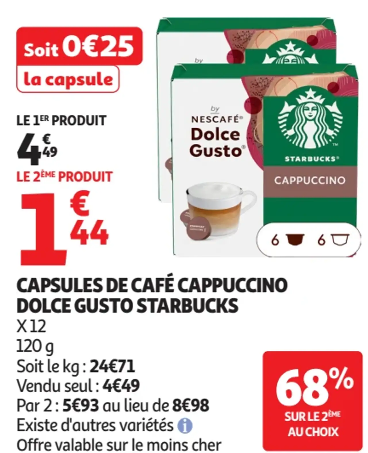 Capsules de café Cappuccino Dolce Gusto Starbucks