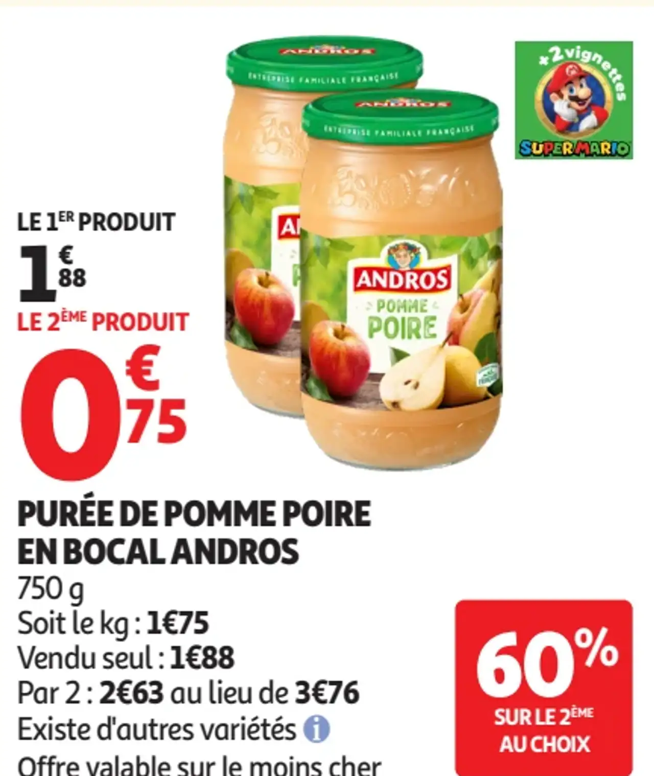 Purée de pomme poire en bocal Andros