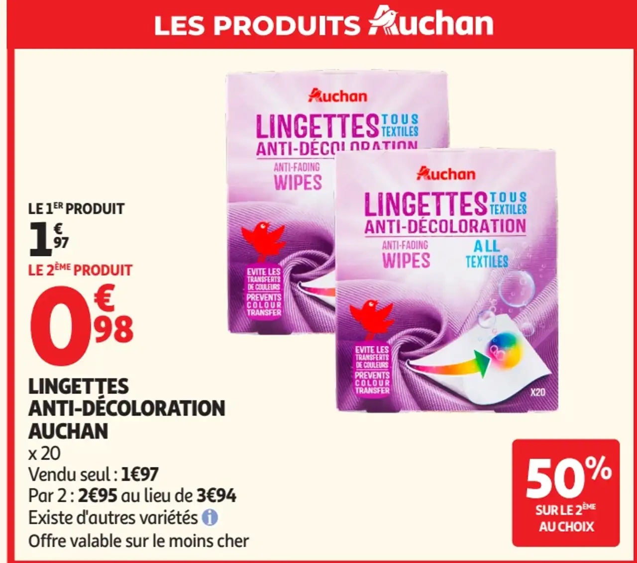 Lingettes anti-décoloration Auchan