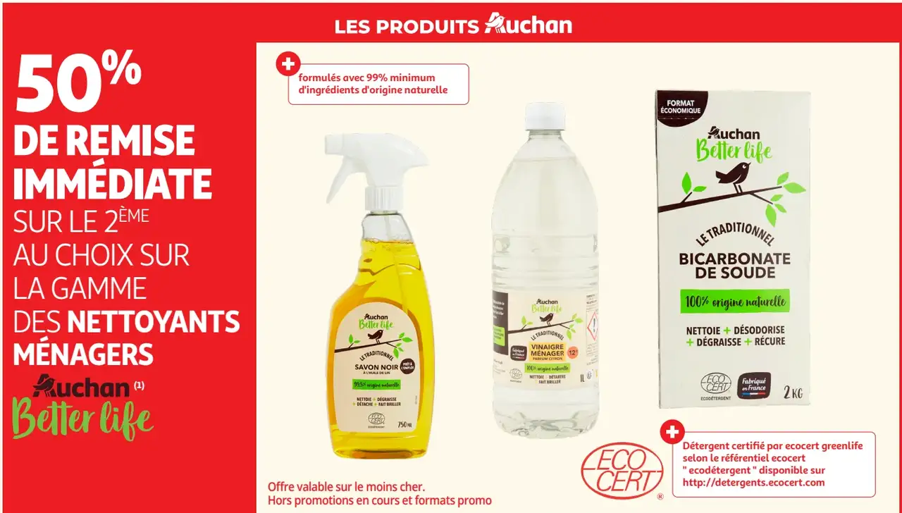 Gamme des nettoyants ménagers Auchan Better life