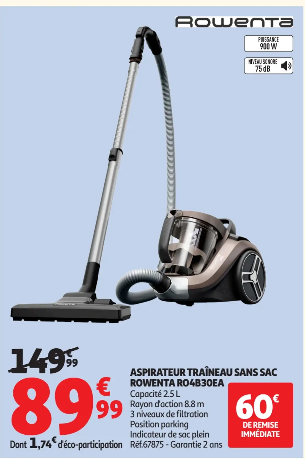Aspirateur traîneau sans sac Rowenta RO4B30EA