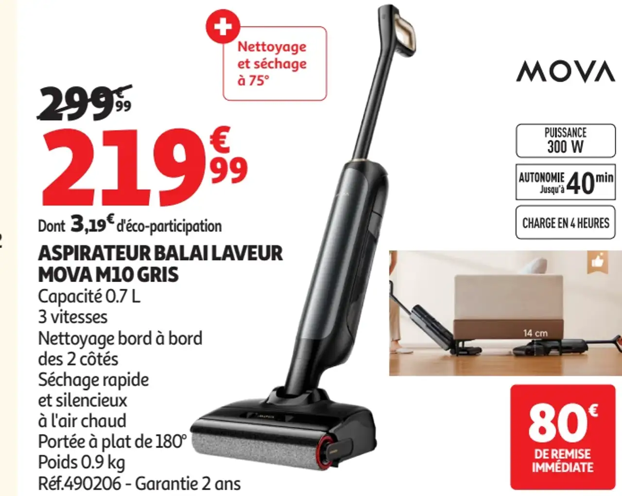 Aspirateur balai laveur Mova M10 Gris