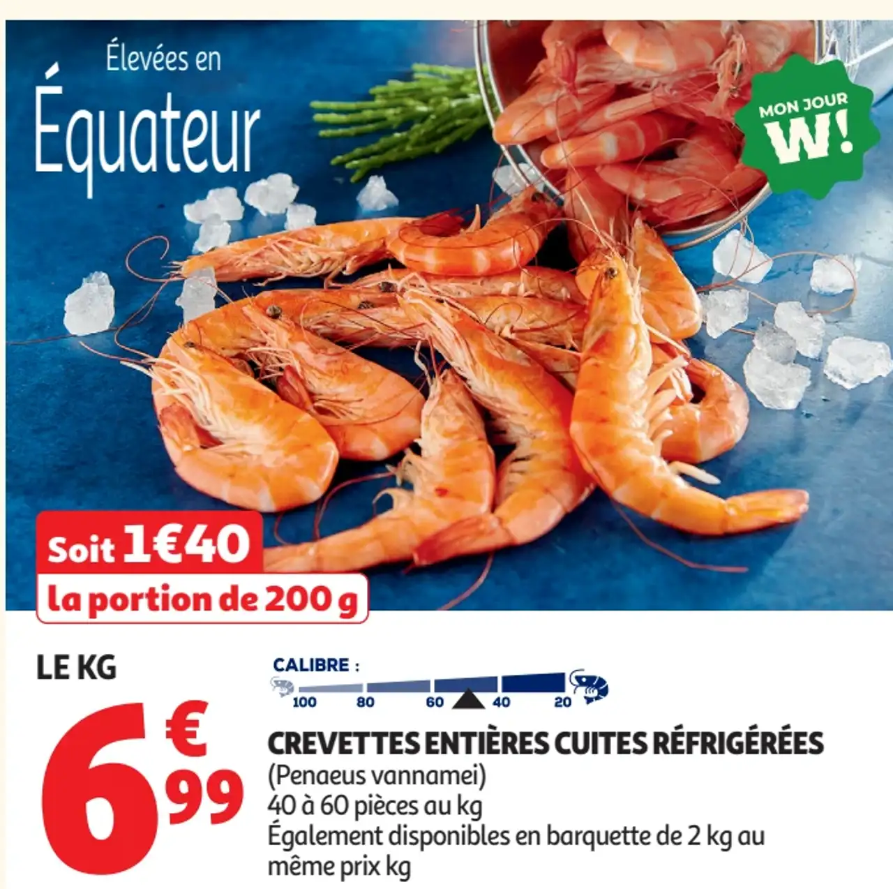Crevettes entières cuites réfrigérées