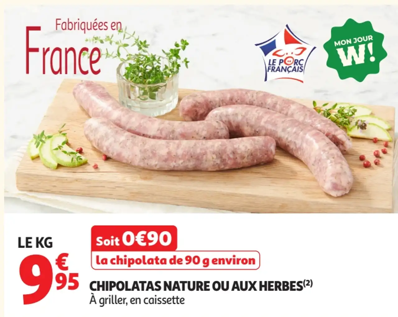 Chipolatas Nature ou aux Herbes