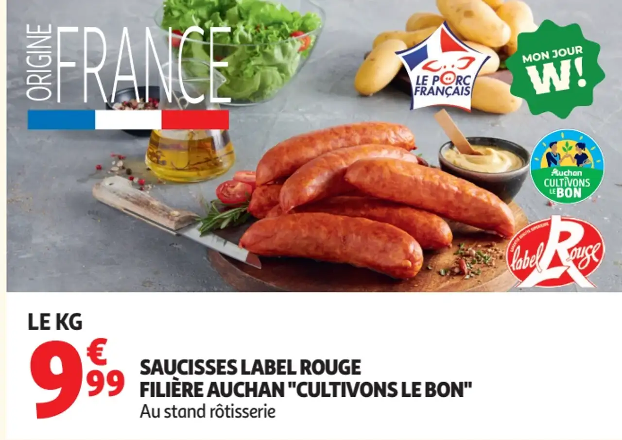 Saucisses Label Rouge Filière Auchan "Cultivons Le Bon"