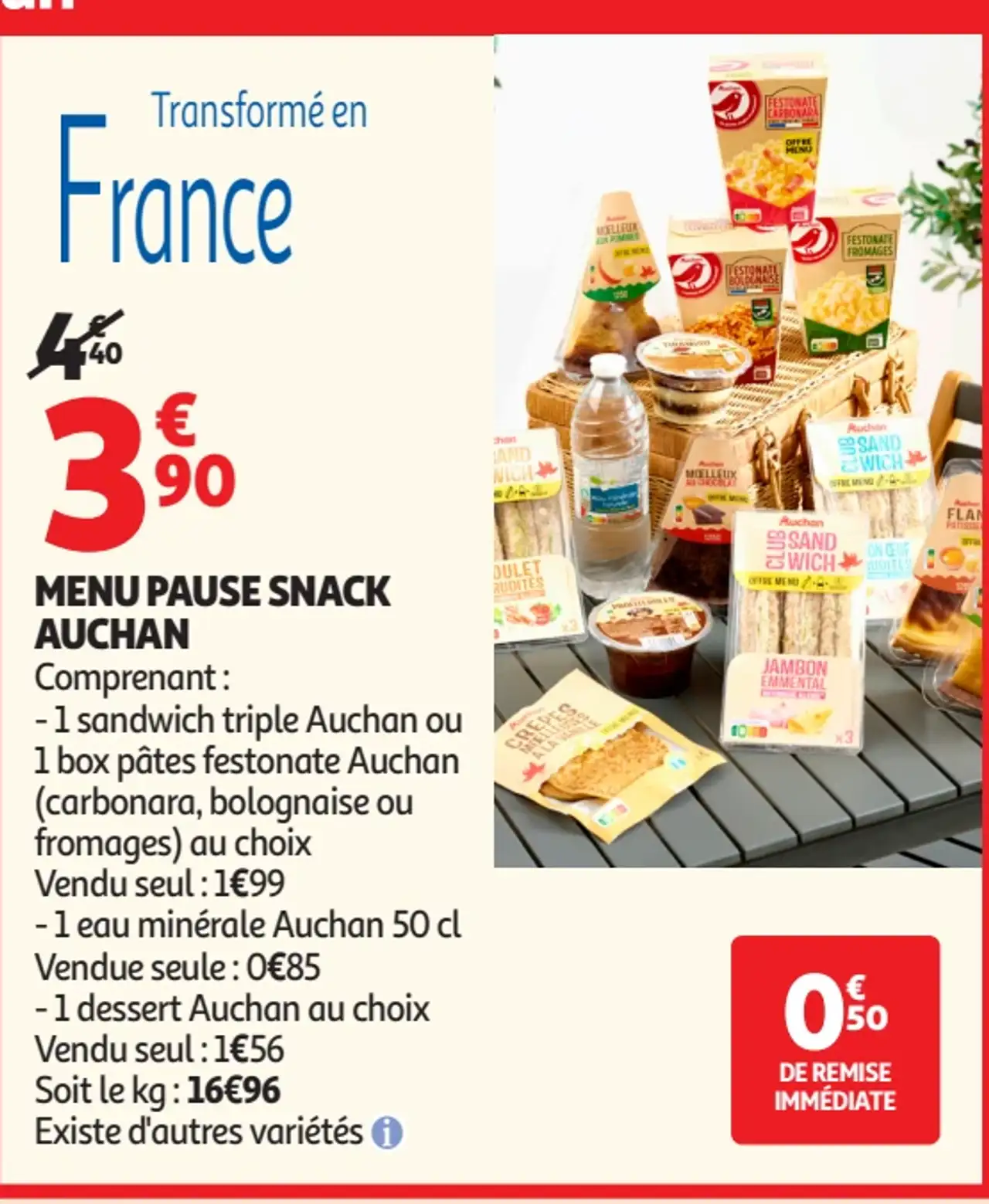 Menu pause snack Auchan