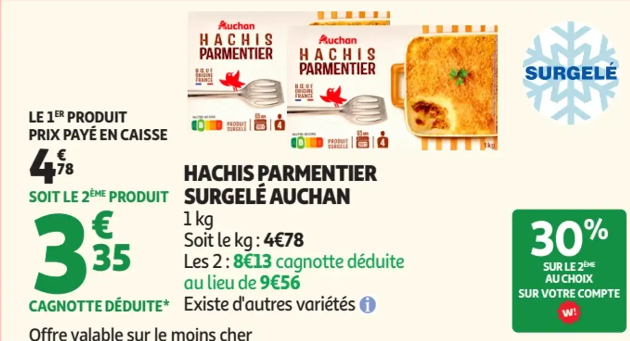 Hachis parmentier surgelé Auchan