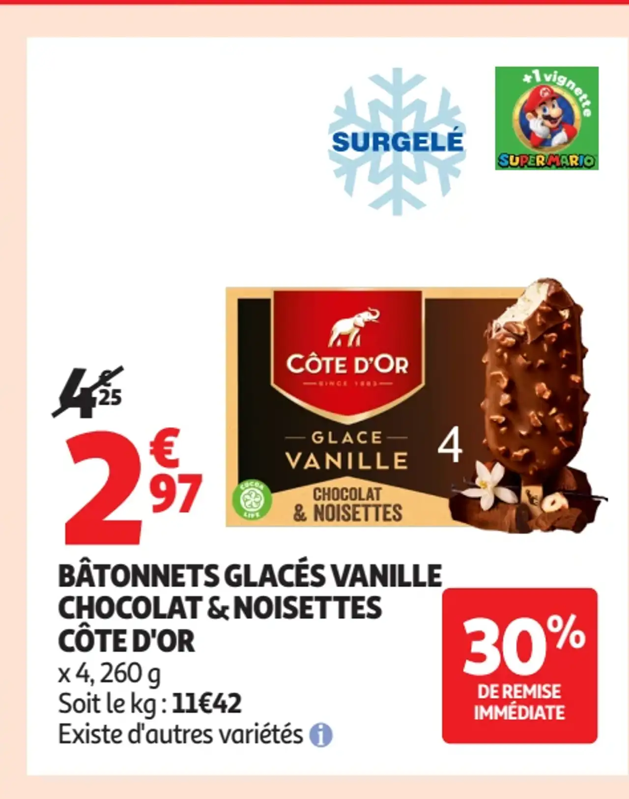 BÂTONNETS GLACÉS VANILLE CHOCOLAT & NOISETTES CÔTE D'OR