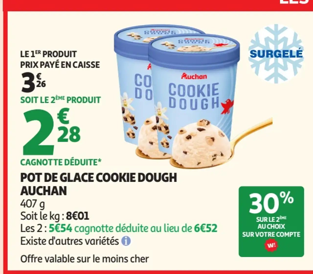 POT DE GLACE COOKIE DOUGH AUCHAN
