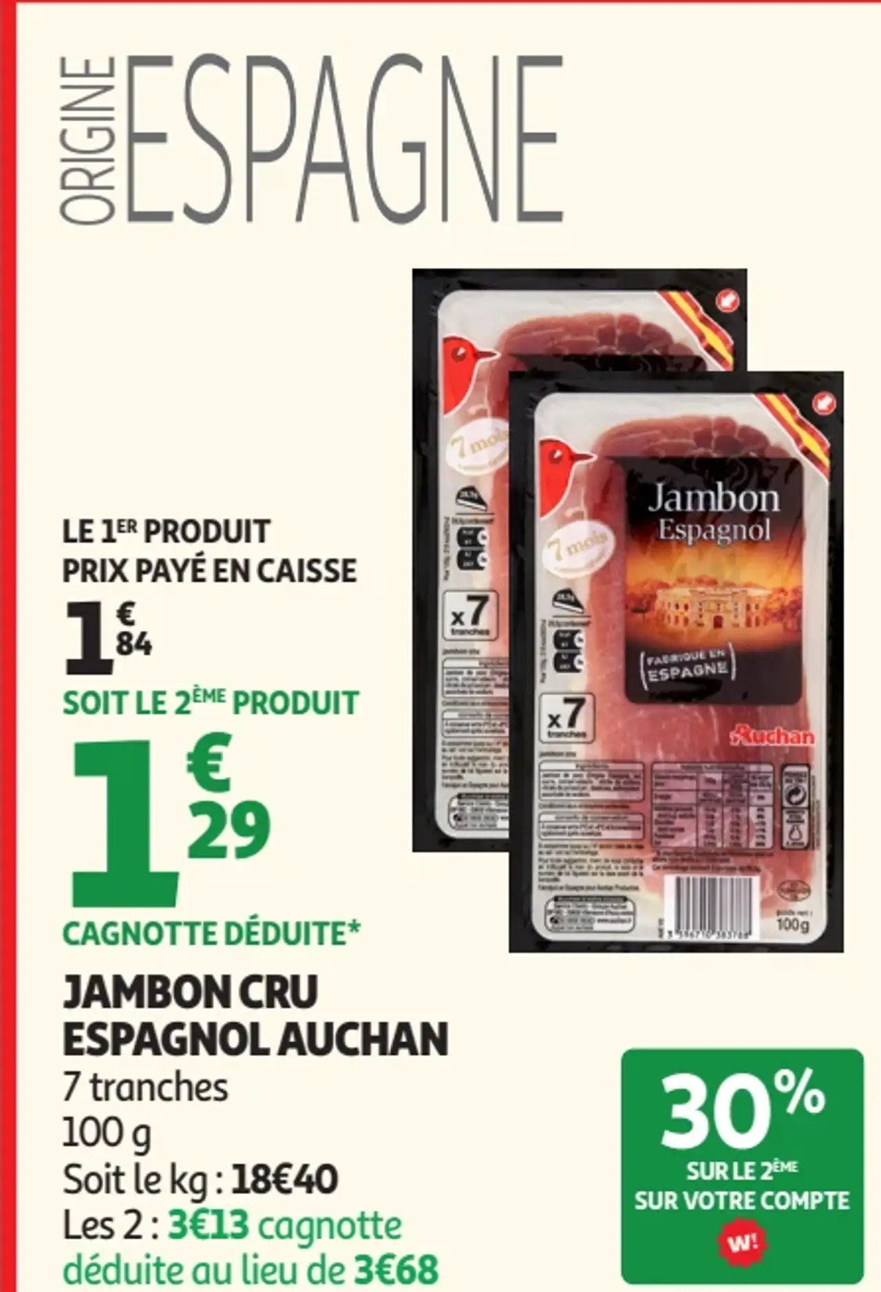 Jambon Cru Espagnol Auchan