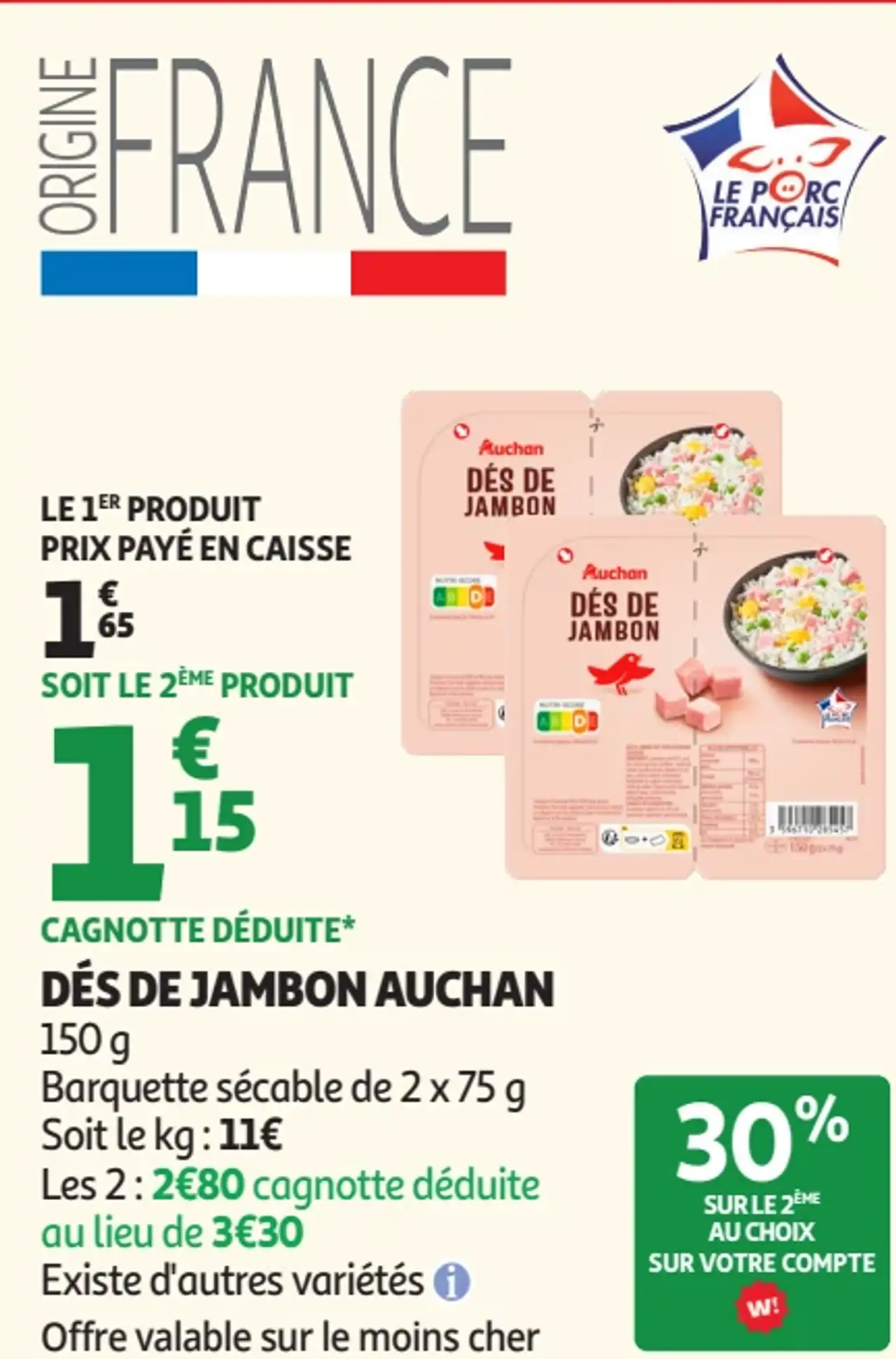 Dés de Jambon Auchan
