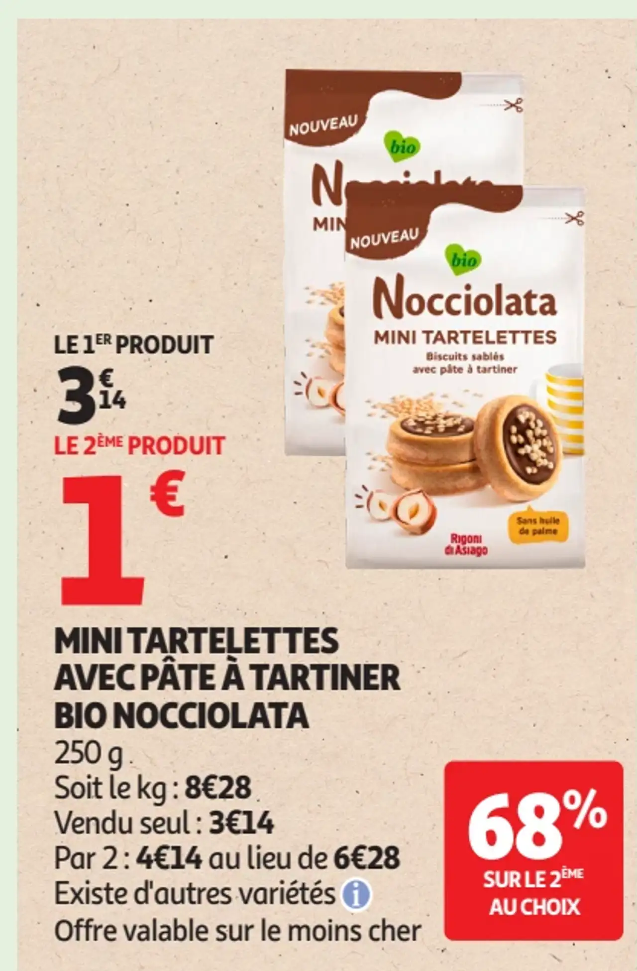 Mini tartelettes avec pâte à tartiner bio Nocciolata